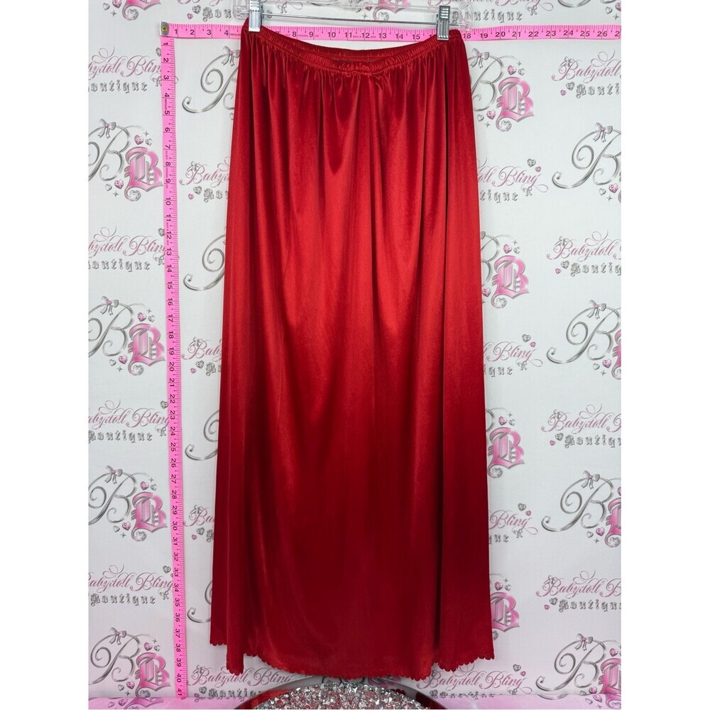 Skirt slip shiny sexy Red Satin Maxi Slip Skirt